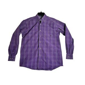 Ariat Pro Series Vented L/S Purple Plaid Button Down Shirt Mens Medium